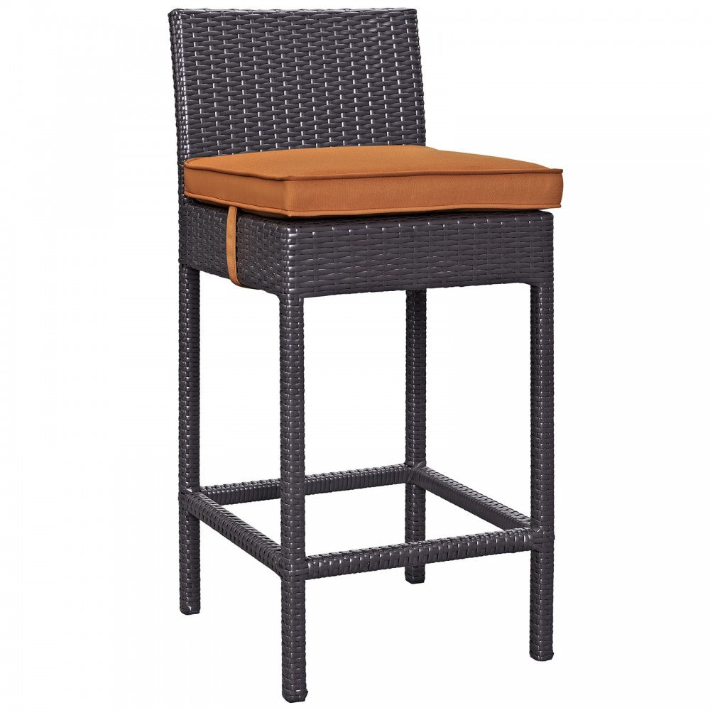 Convene Outdoor Patio Fabric Bar Stool, Espresso Orange