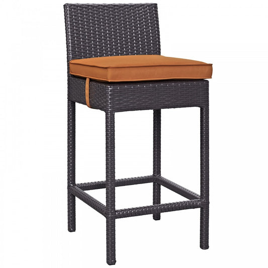 Convene Outdoor Patio Fabric Bar Stool, Espresso Orange