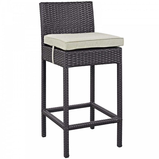 Convene Outdoor Patio Fabric Bar Stool, Espresso Beige