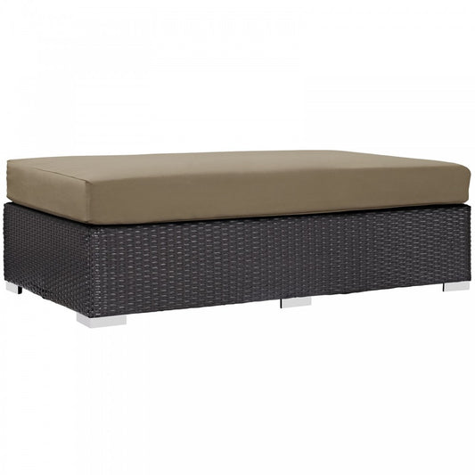 Convene Outdoor Patio Fabric Rectangle Ottoman, Espresso Mocha