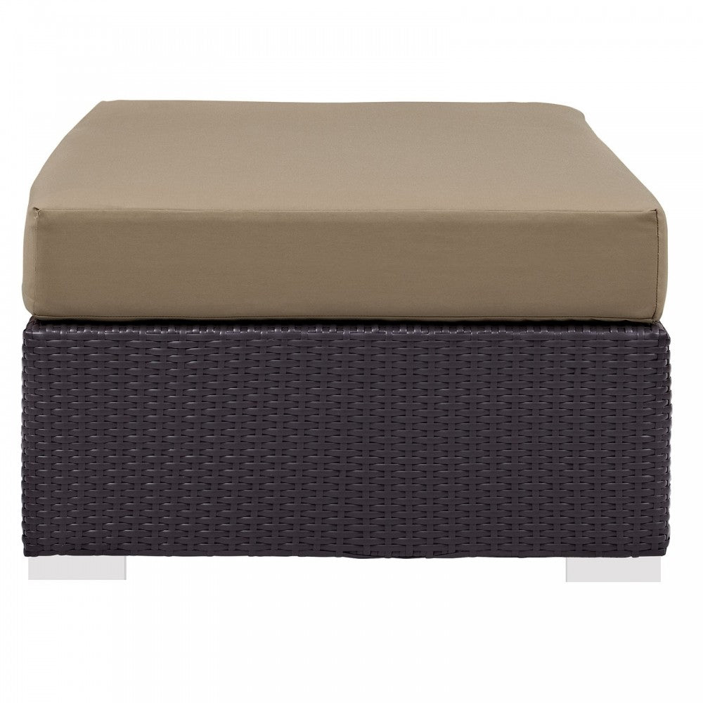 Convene Outdoor Patio Fabric Rectangle Ottoman, Espresso Mocha