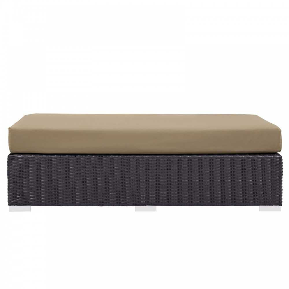 Convene Outdoor Patio Fabric Rectangle Ottoman, Espresso Mocha