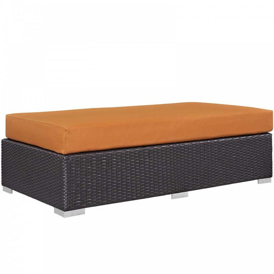 Convene Outdoor Patio Fabric Rectangle Ottoman, Espresso Orange