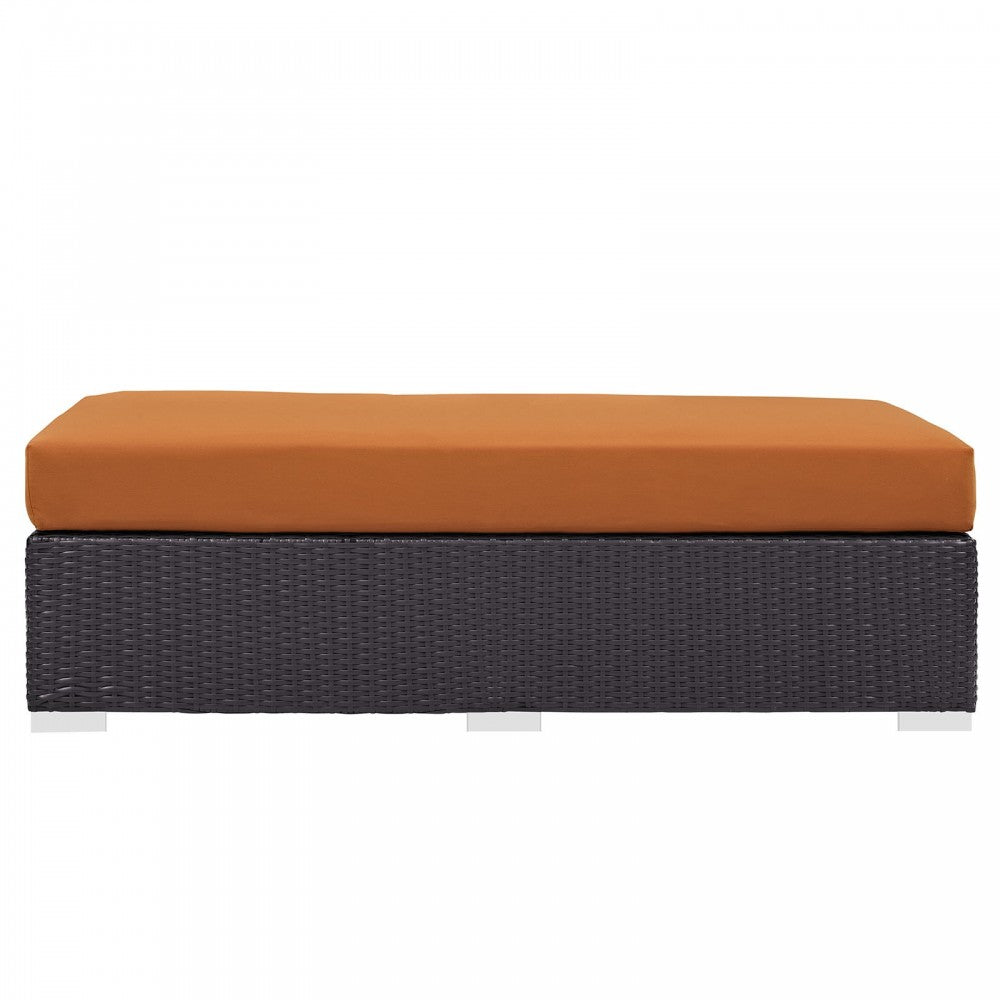 Convene Outdoor Patio Fabric Rectangle Ottoman, Espresso Orange