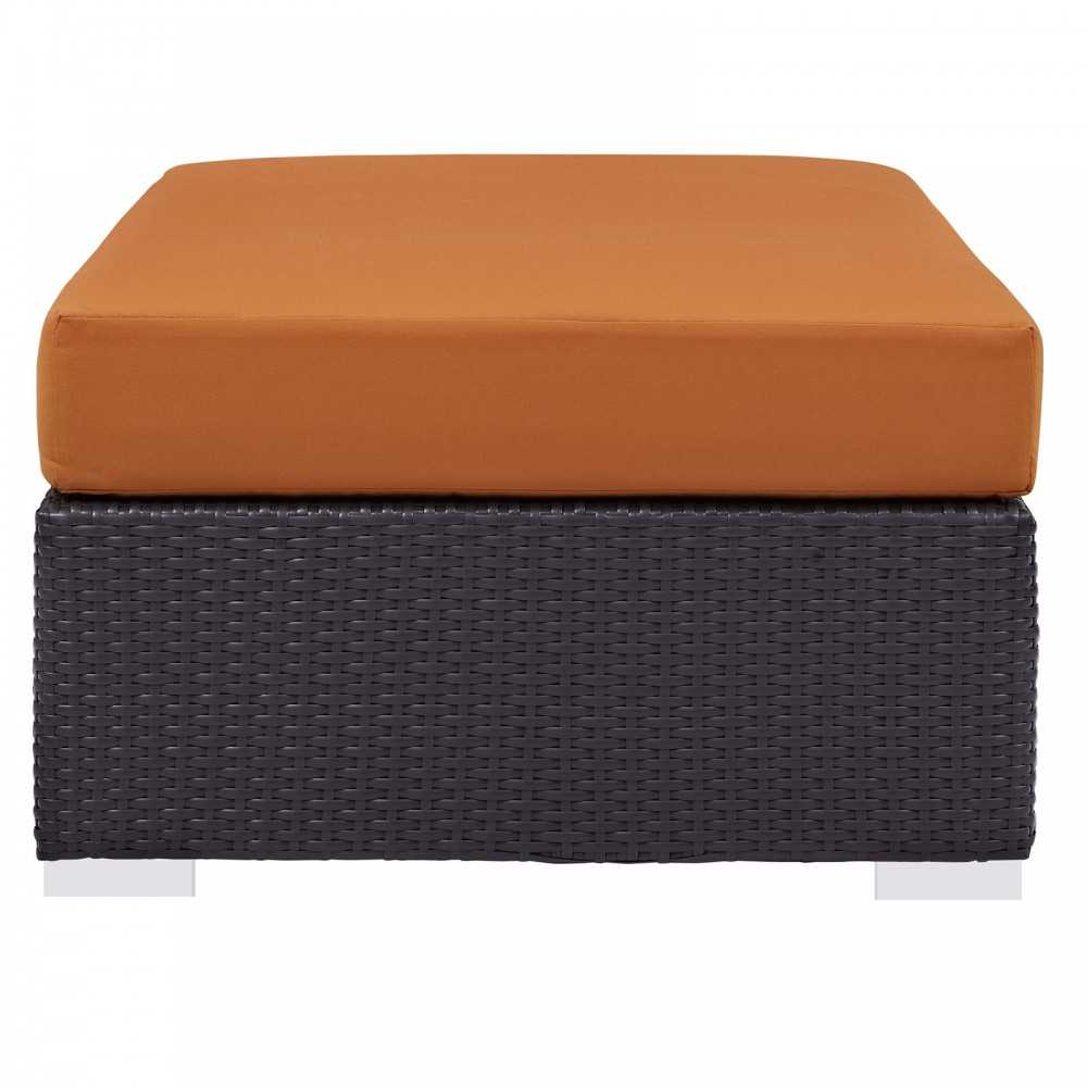Convene Outdoor Patio Fabric Rectangle Ottoman, Espresso Orange