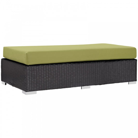 Convene Outdoor Patio Fabric Rectangle Ottoman, Espresso Peridot