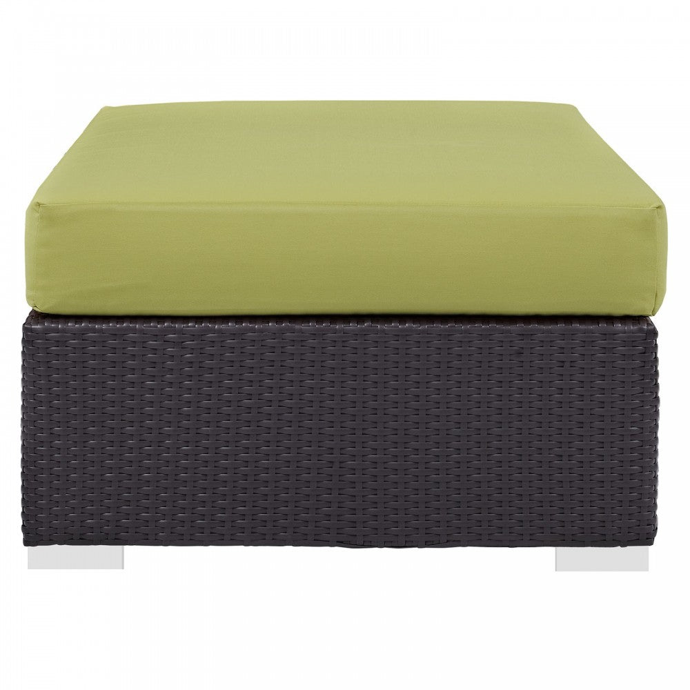Convene Outdoor Patio Fabric Rectangle Ottoman, Espresso Peridot