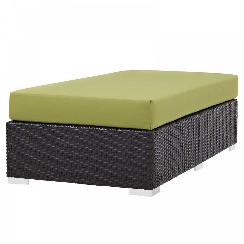 Convene Outdoor Patio Fabric Rectangle Ottoman, Espresso Peridot