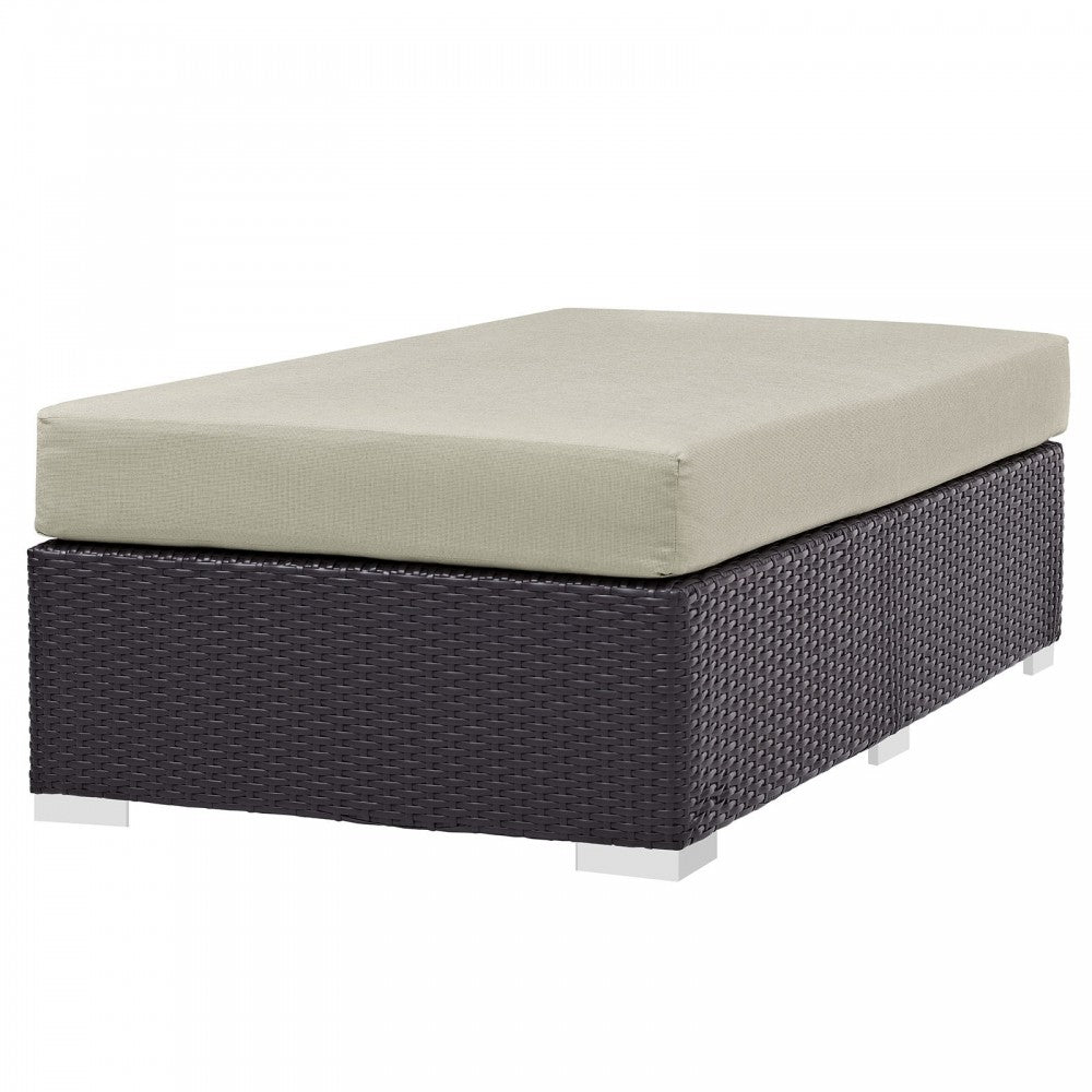Convene Outdoor Patio Fabric Rectangle Ottoman, Espresso Beige