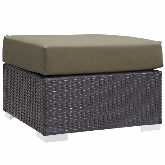 Convene Outdoor Patio Fabric Square Ottoman, Espresso Mocha
