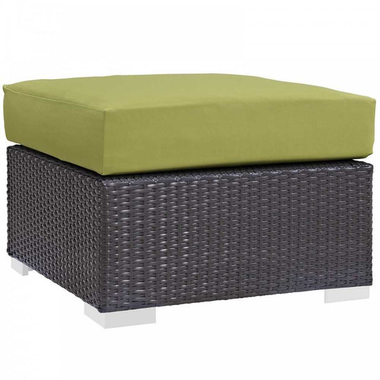 Convene Outdoor Patio Fabric Square Ottoman, Espresso Peridot