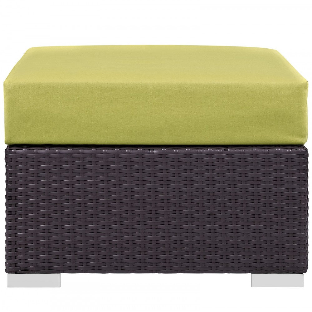 Convene Outdoor Patio Fabric Square Ottoman, Espresso Peridot