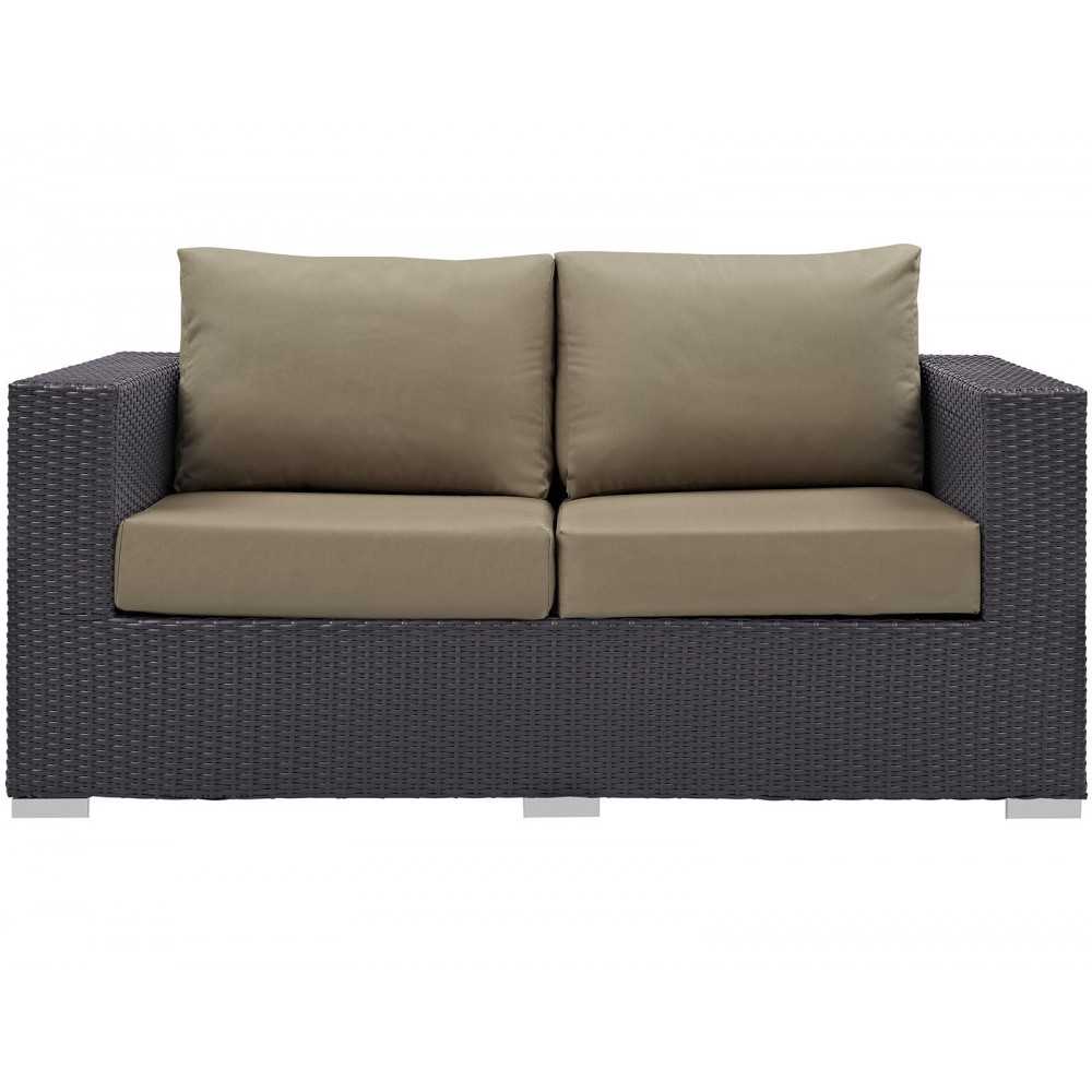 Convene Outdoor Patio Loveseat, Espresso Mocha