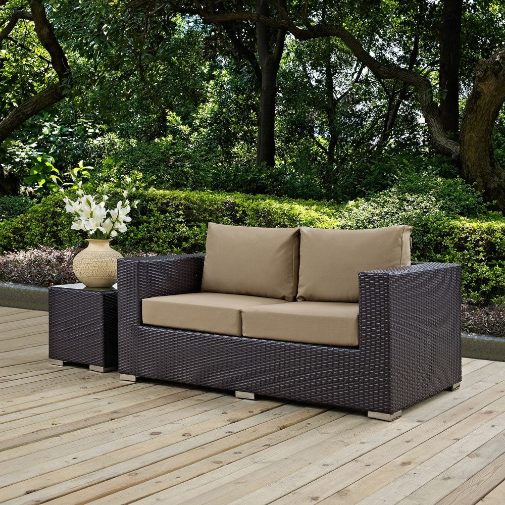 Convene Outdoor Patio Loveseat, Espresso Mocha