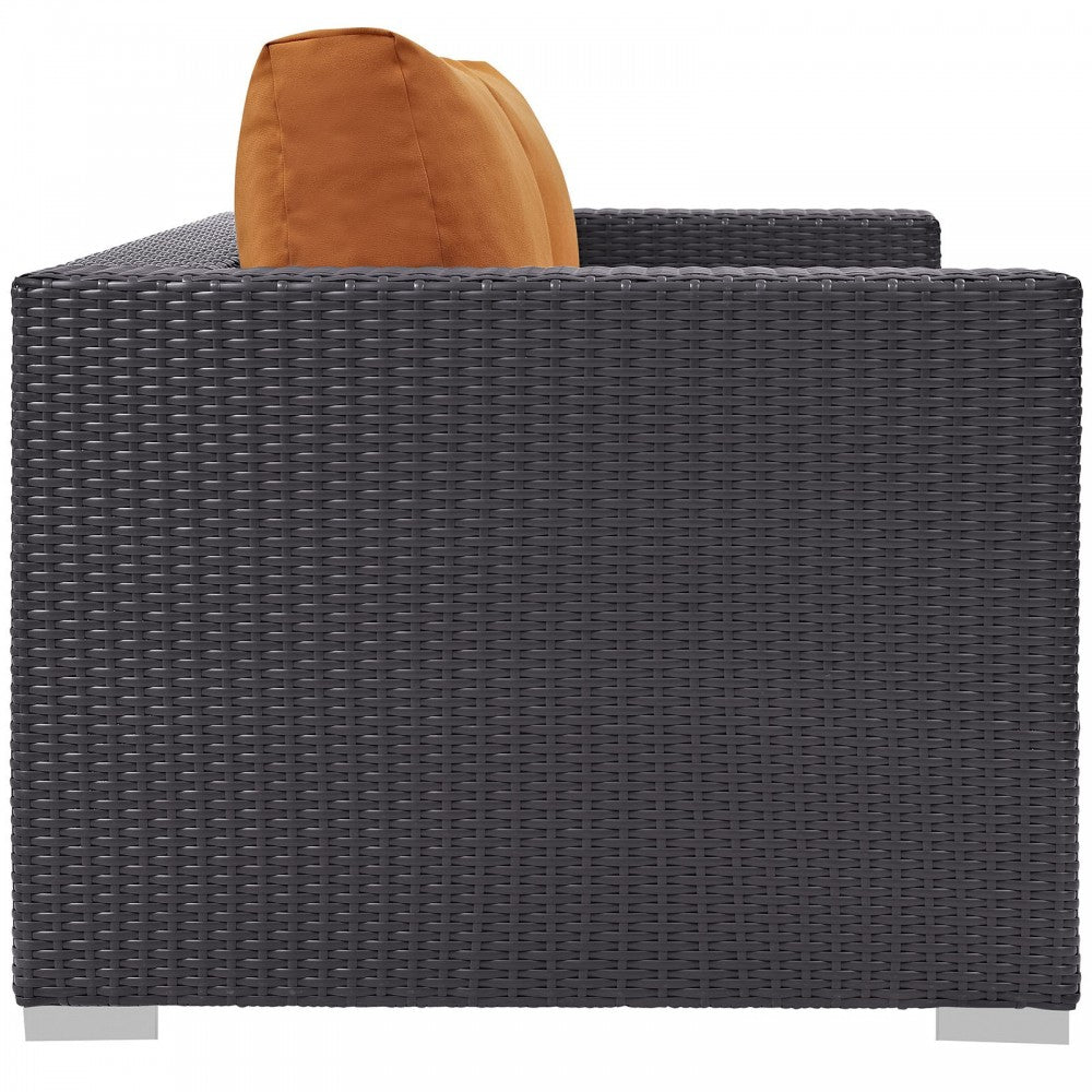 Convene Outdoor Patio Loveseat, Espresso Orange
