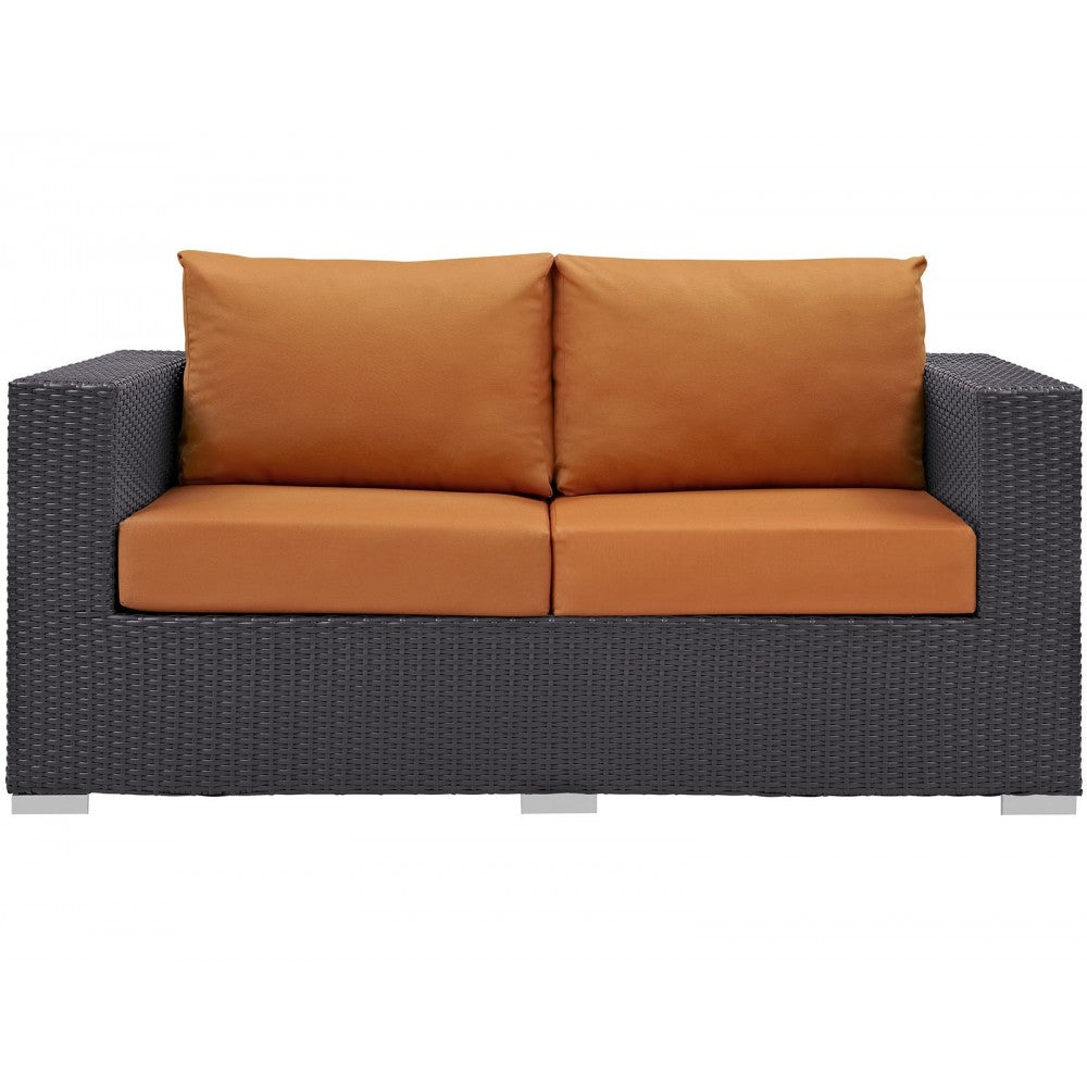Convene Outdoor Patio Loveseat, Espresso Orange