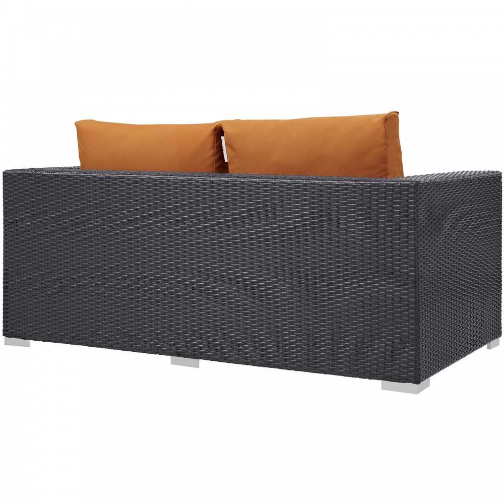 Convene Outdoor Patio Loveseat, Espresso Orange