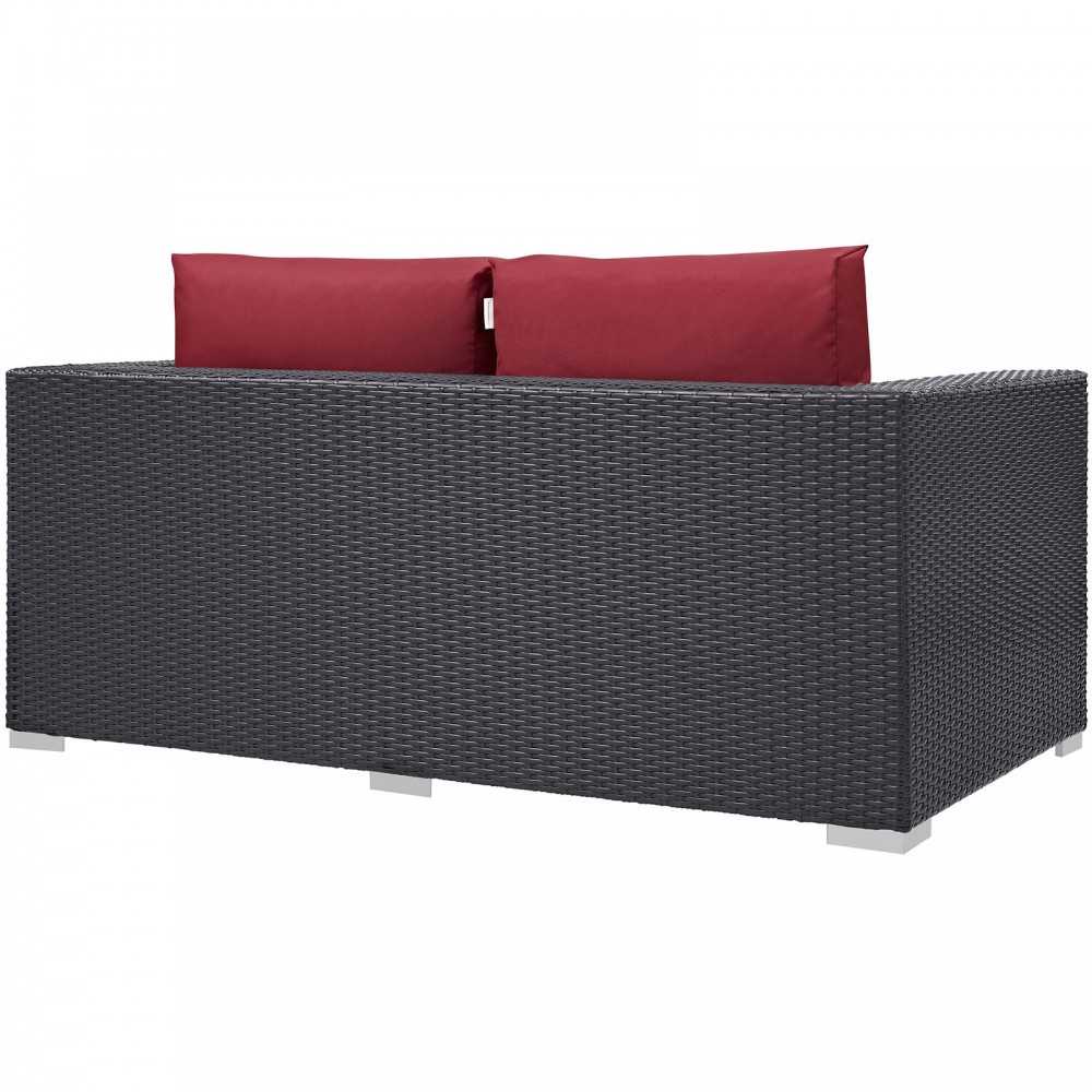 Convene Outdoor Patio Loveseat, Espresso Red