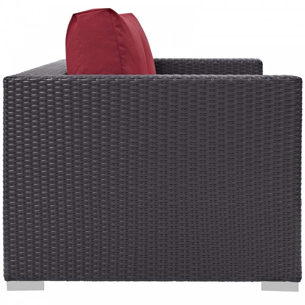 Convene Outdoor Patio Loveseat, Espresso Red