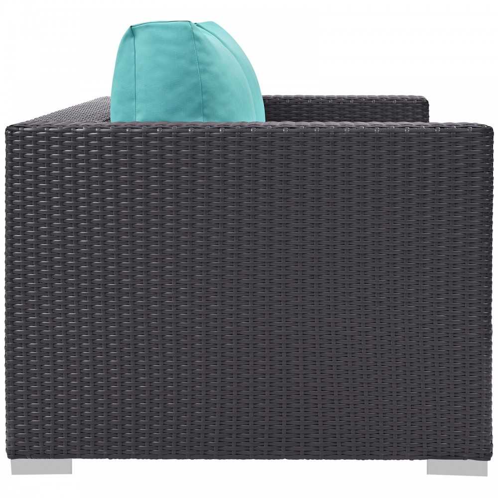 Convene Outdoor Patio Loveseat, Espresso Turquoise