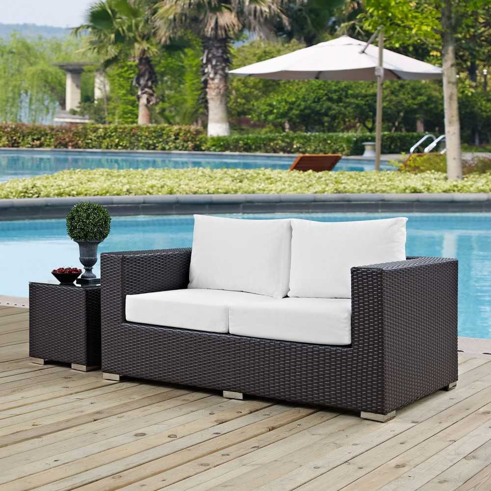 Convene Outdoor Patio Loveseat, Espresso White