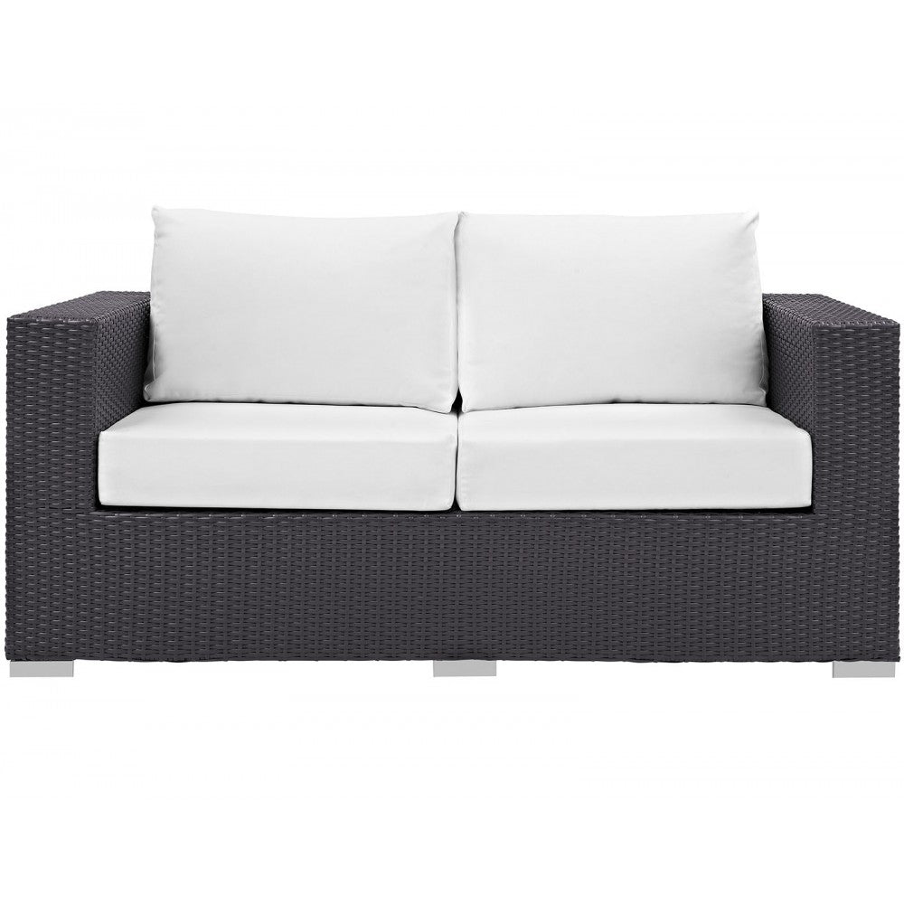 Convene Outdoor Patio Loveseat, Espresso White