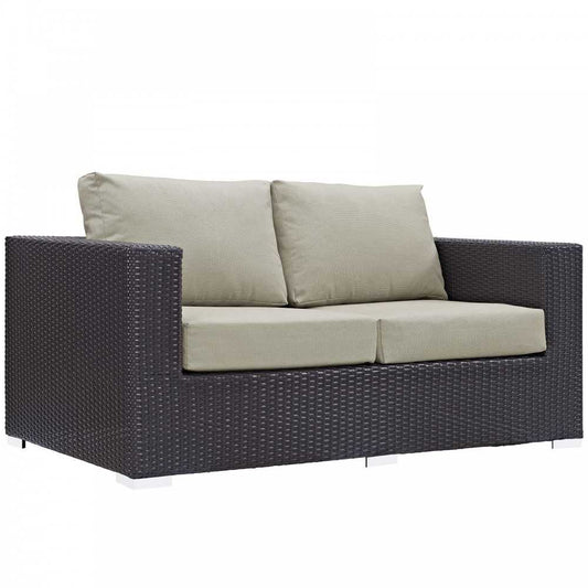 Convene Outdoor Patio Loveseat, Espresso Beige