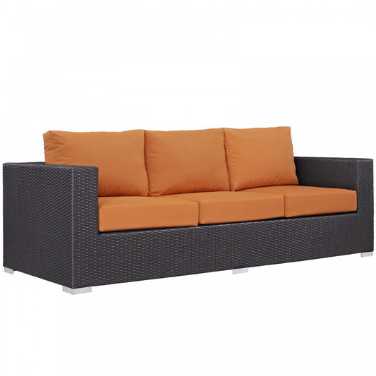 Convene Outdoor Patio Sofa, Espresso Orange