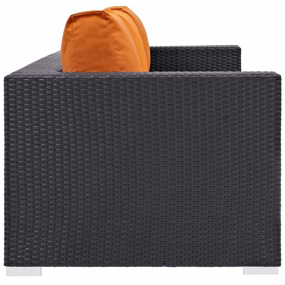 Convene Outdoor Patio Sofa, Espresso Orange