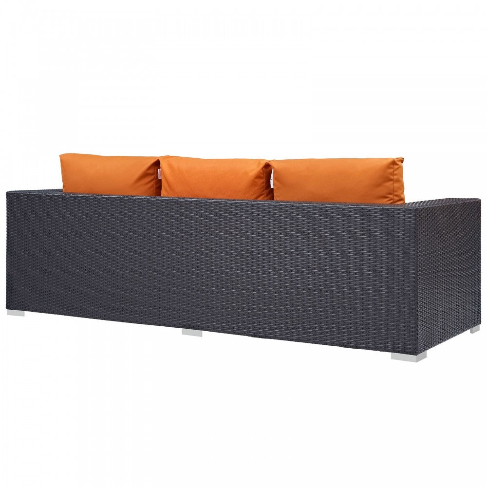 Convene Outdoor Patio Sofa, Espresso Orange