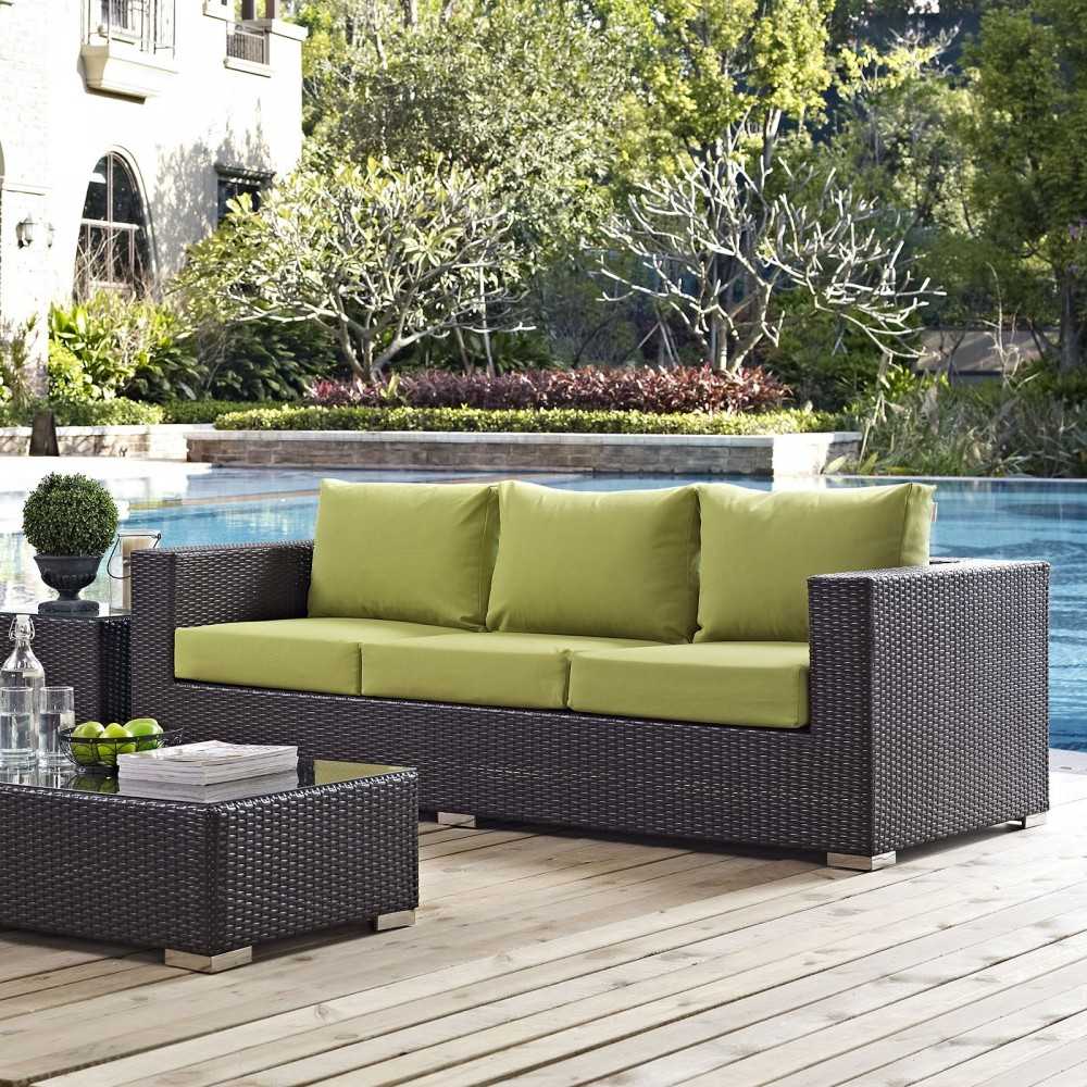 Convene Outdoor Patio Sofa, Espresso Peridot