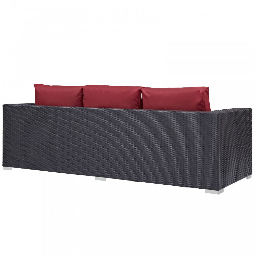 Convene Outdoor Patio Sofa, Espresso Red