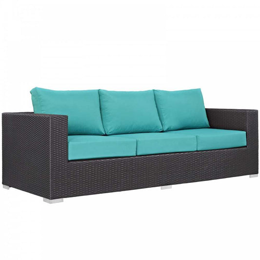 Convene Outdoor Patio Sofa, Espresso Turquoise