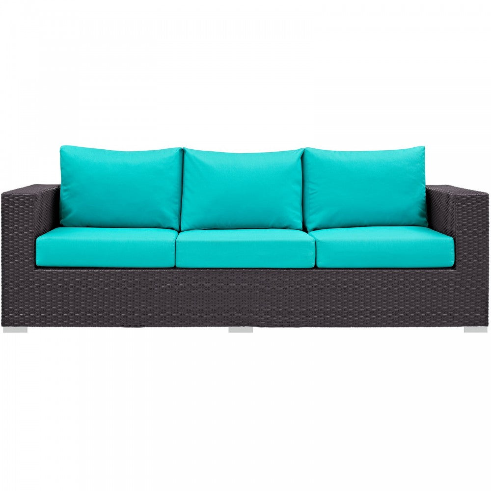 Convene Outdoor Patio Sofa, Espresso Turquoise