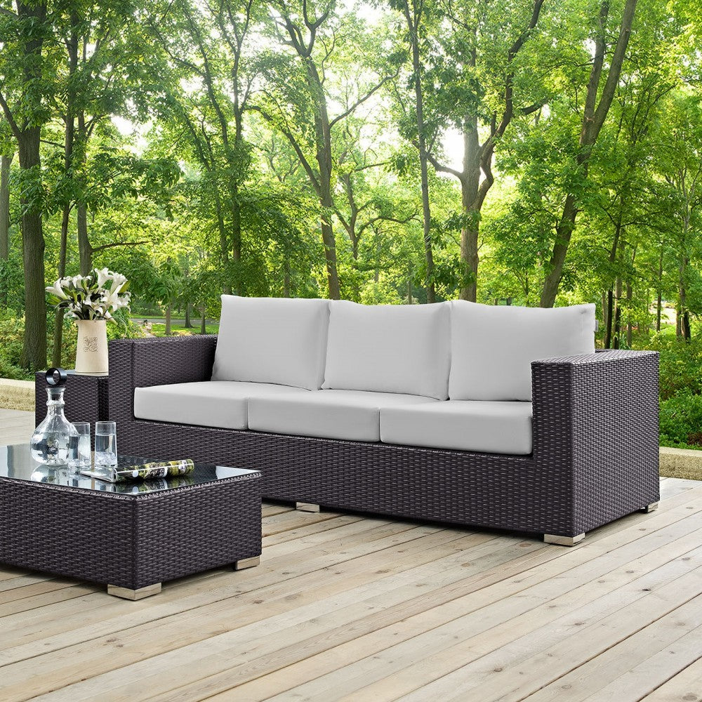 Convene Outdoor Patio Sofa, Espresso White