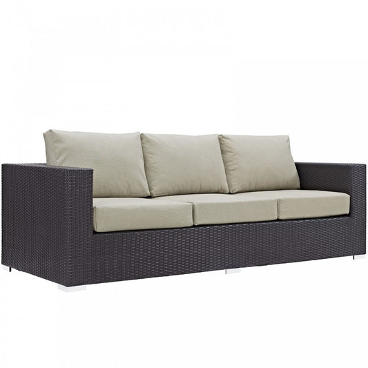Convene Outdoor Patio Sofa, Espresso Beige