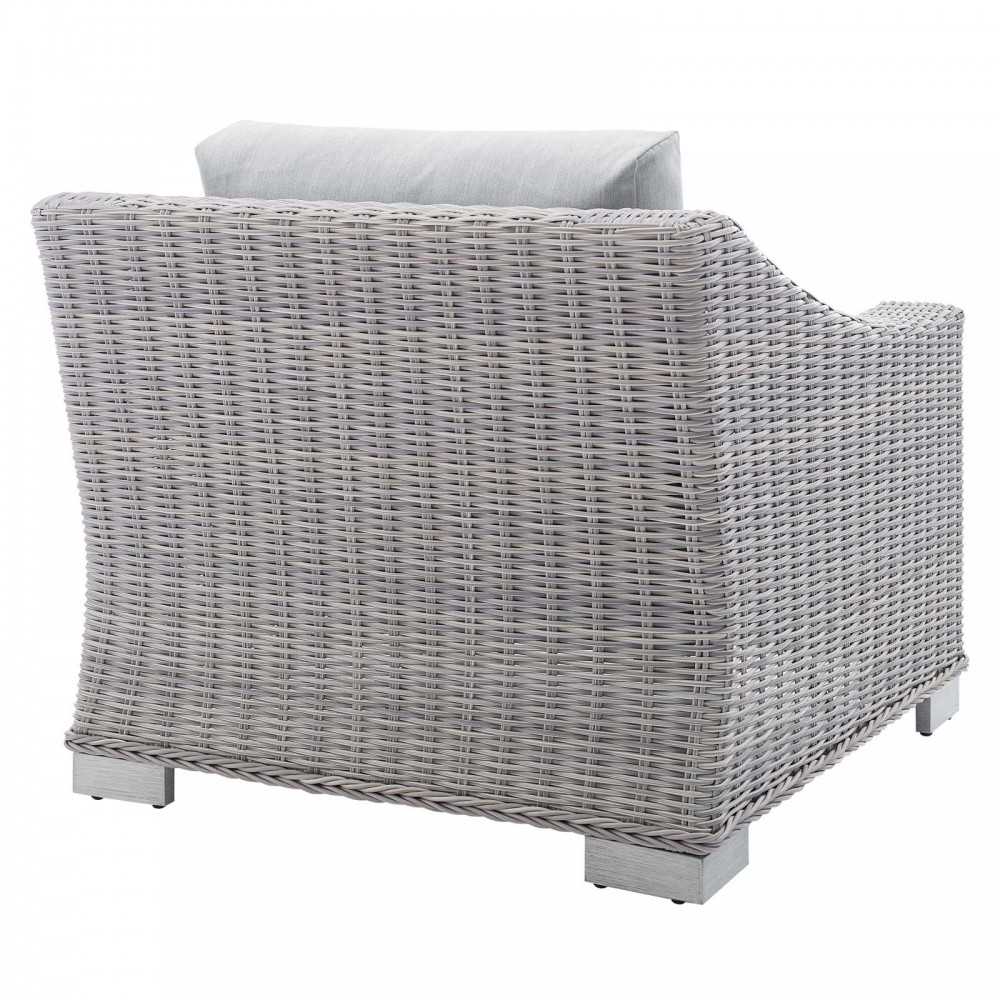 Conway Sunbrella Outdoor Patio Wicker Rattan 2-Piece Armchair and Ottoman Set, Light Gray Gray