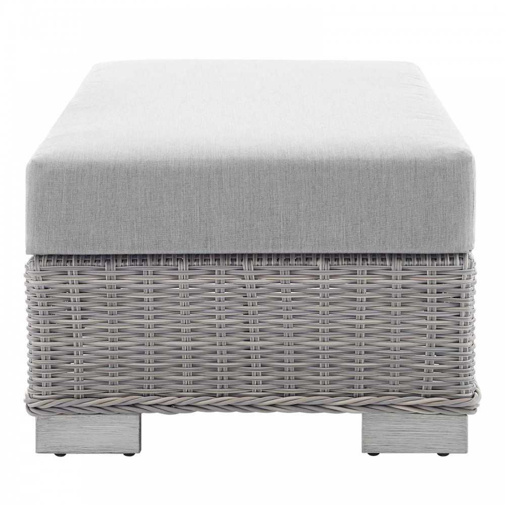 Conway Sunbrella Outdoor Patio Wicker Rattan 2-Piece Armchair and Ottoman Set, Light Gray Gray