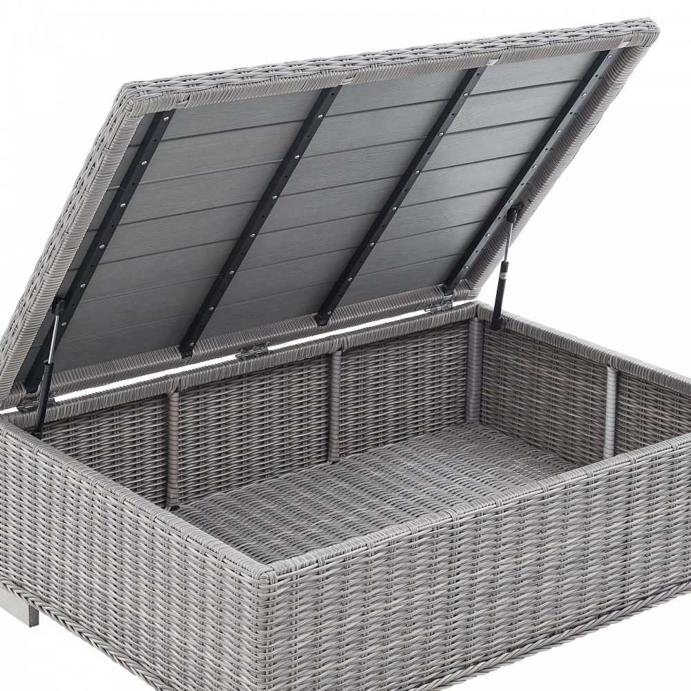 Conway Sunbrella Outdoor Patio Wicker Rattan 4-Piece Furniture Set, Light Gray Gray, EEI-4359-LGR-GRY