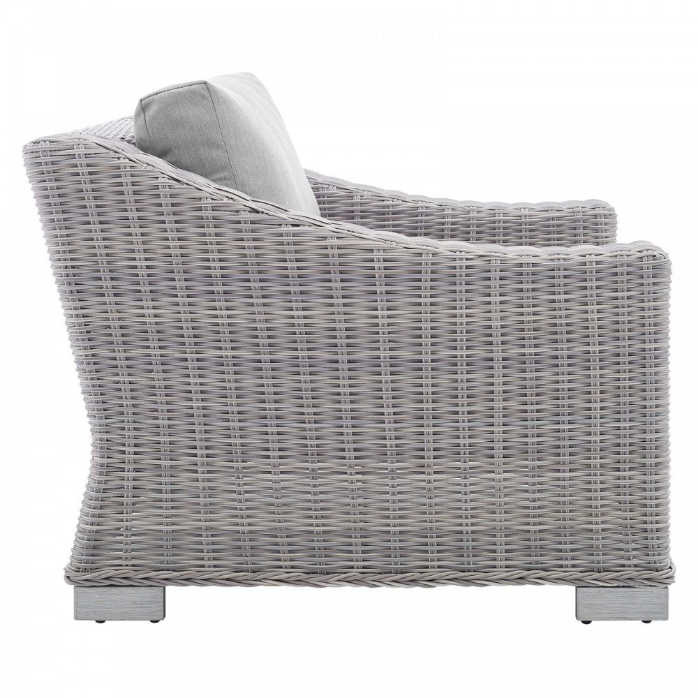 Conway Sunbrella Outdoor Patio Wicker Rattan 4-Piece Furniture Set, Light Gray Gray, EEI-4359-LGR-GRY
