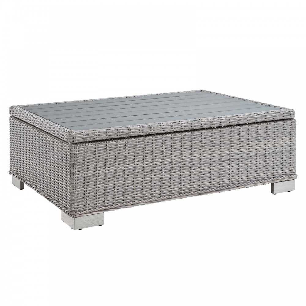 Conway Sunbrella Outdoor Patio Wicker Rattan 4-Piece Furniture Set, Light Gray Gray, EEI-4359-LGR-GRY