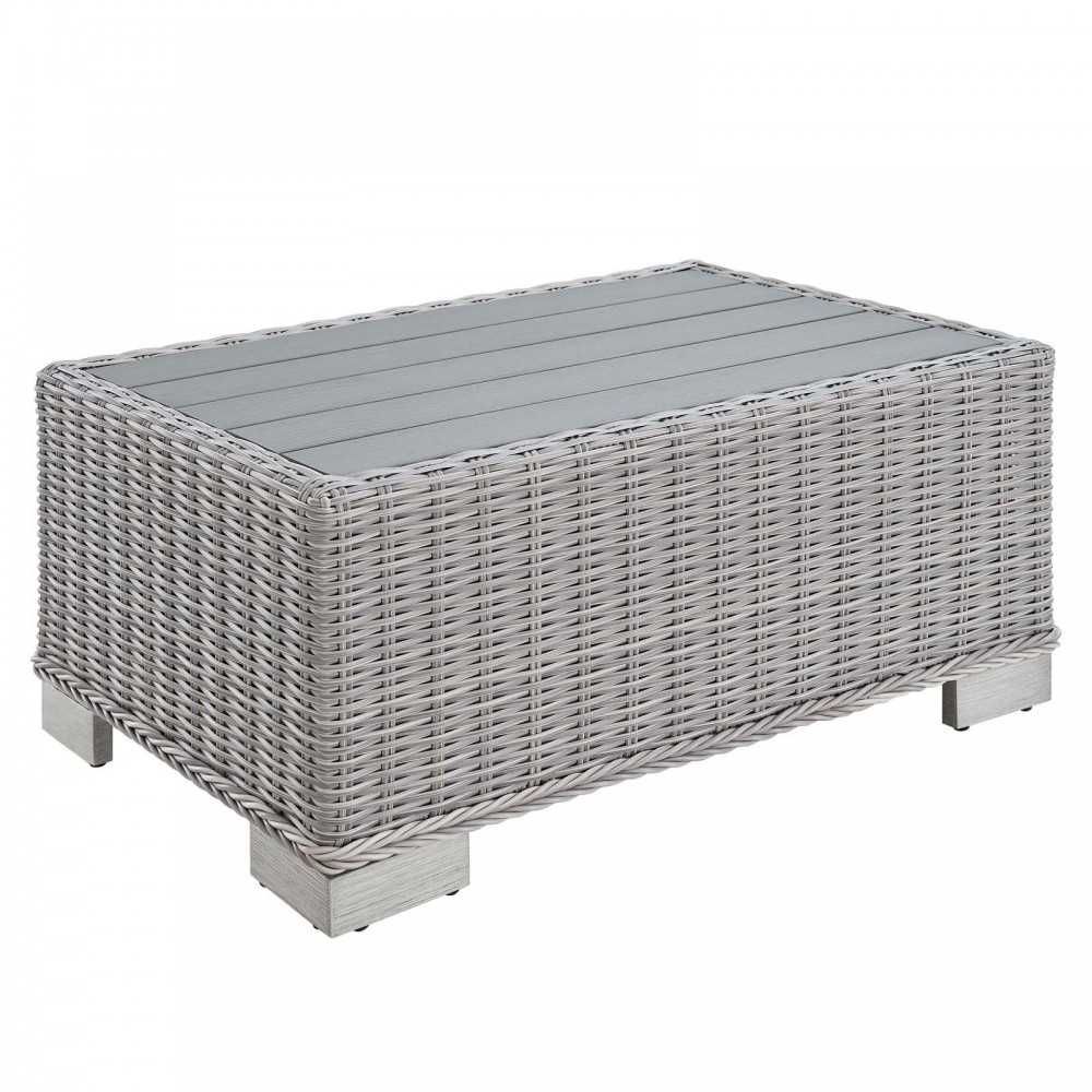 Conway Sunbrella Outdoor Patio Wicker Rattan 5-Piece Furniture Set, Light Gray Gray, EEI-4361-LGR-GRY