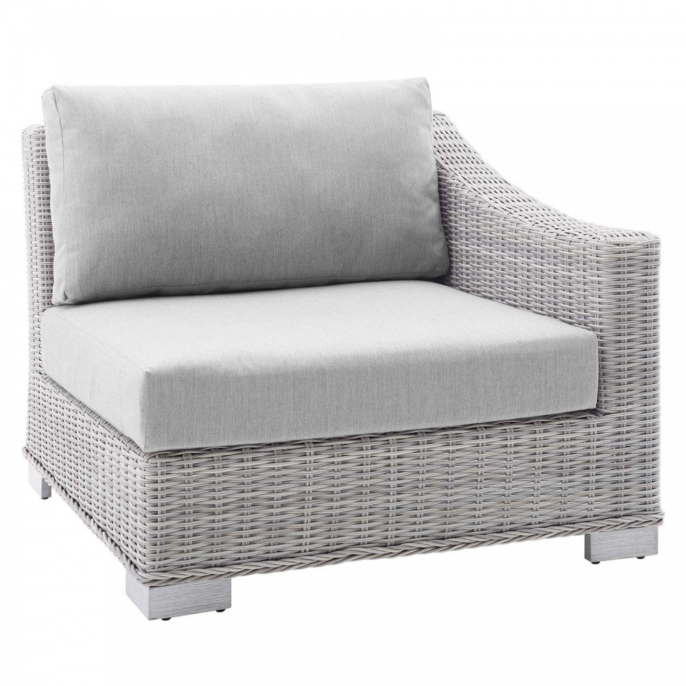 Conway Sunbrella Outdoor Patio Wicker Rattan 5-Piece Sectional Sofa Set, Light Gray Gray