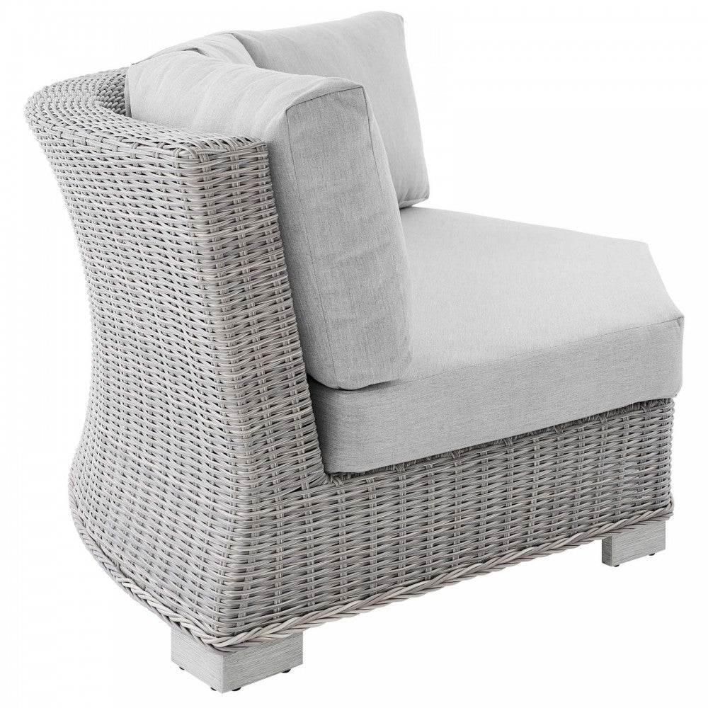 Conway Sunbrella Outdoor Patio Wicker Rattan 6-Piece Sectional Sofa Set, Light Gray Gray