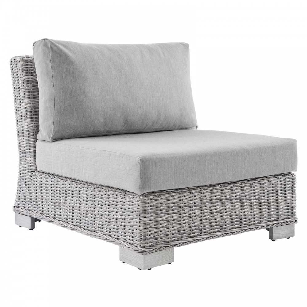 Conway Sunbrella Outdoor Patio Wicker Rattan 6-Piece Sectional Sofa Set, Light Gray Gray