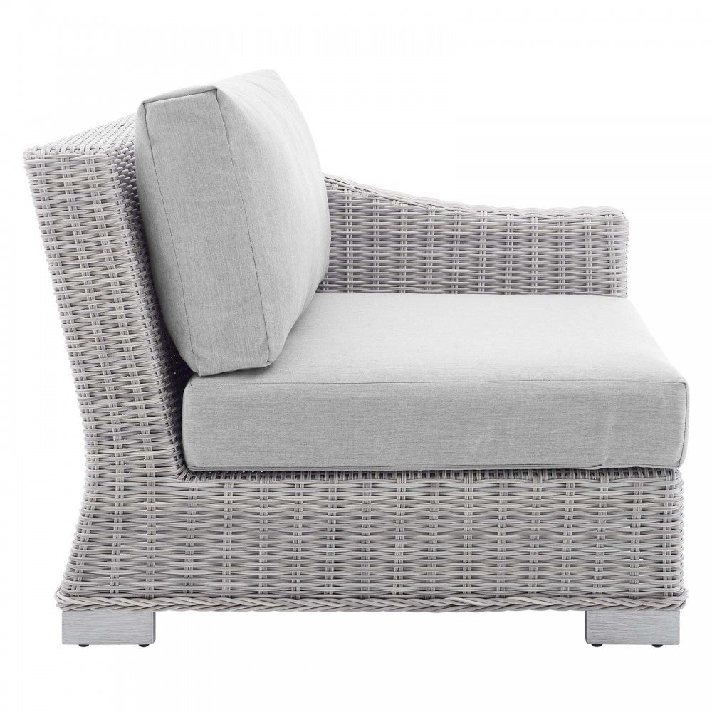 Conway Sunbrella Outdoor Patio Wicker Rattan 7-Piece Sectional Sofa Set, Light Gray Gray