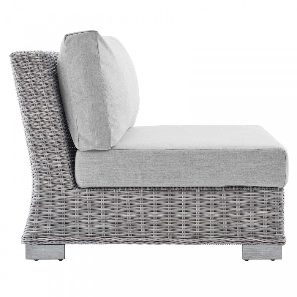 Conway Sunbrella Outdoor Patio Wicker Rattan 9-Piece Sectional Sofa Set, Light Gray Gray