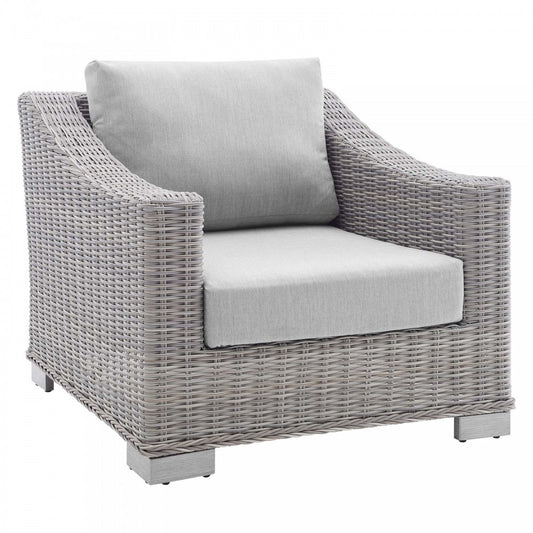 Conway Sunbrella Outdoor Patio Wicker Rattan Armchair, Light Gray Gray