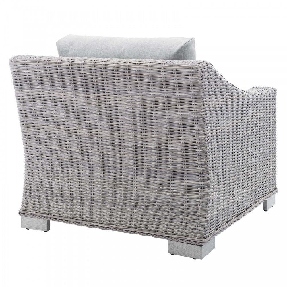 Conway Sunbrella Outdoor Patio Wicker Rattan Armchair, Light Gray Gray