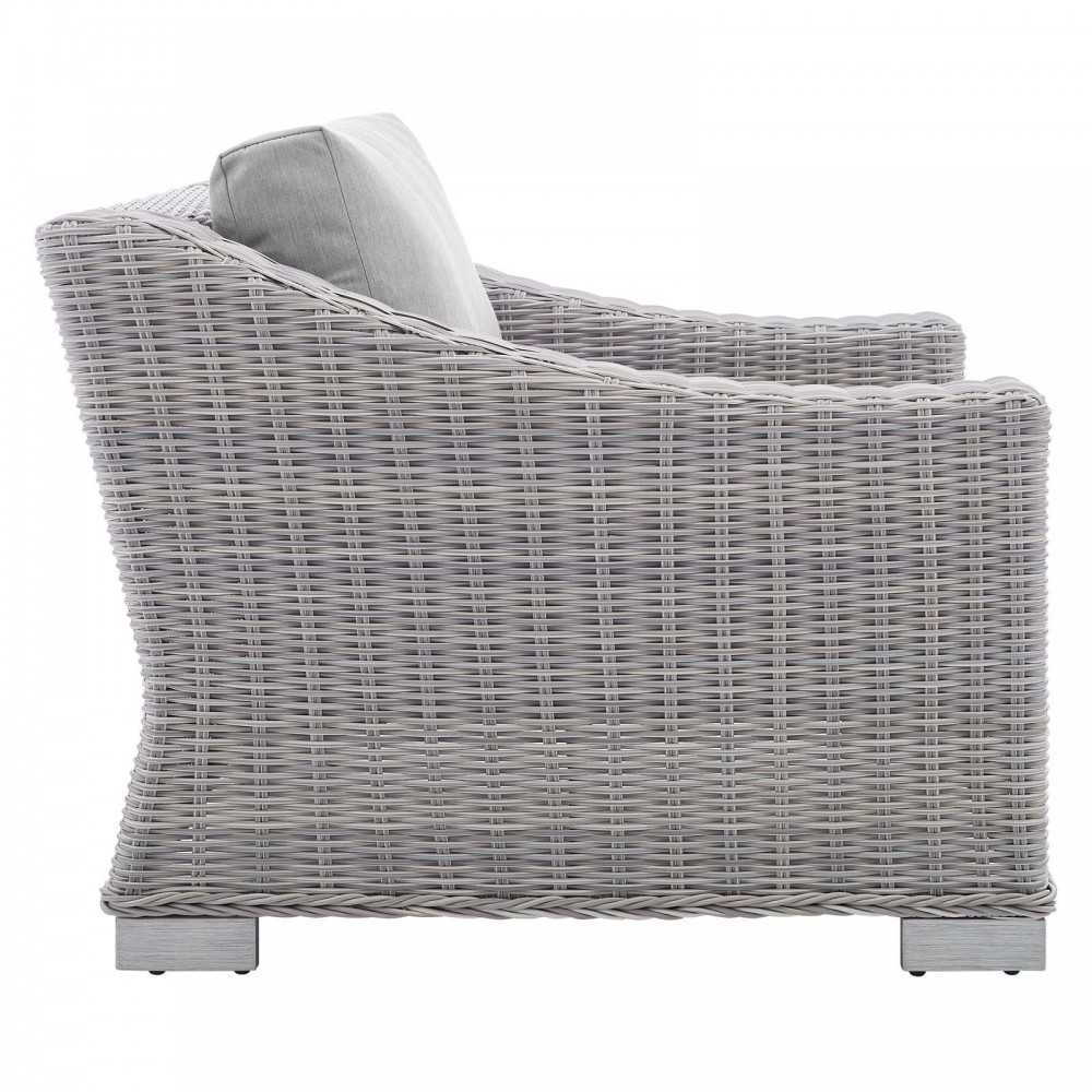 Conway Sunbrella Outdoor Patio Wicker Rattan Armchair, Light Gray Gray